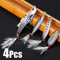 Kietas žvejybos masalas su šaukštu su metaliniu jauko suktuku 4Pcs Silver Lure