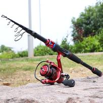 Teleskopinės spiningo meškerės ir ritės kombinacijos, anglies pluošto 1,8–2,4 m su meškerės rinkiniu Rod1.8m&Reel1000