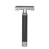 Double Edge Safety Razor Butterfly Open Mens skutimosi skustuvas Klasikinis rankinis skustuvas vyrams veidui juoda