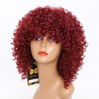 MISS WIG Afro Moteriški Madingi Raudoni Perukai su Kirpčiukais Trumpi Garbanoti Afrikiečių Perukai Moterims wig black