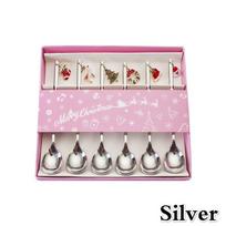 6vnt/rinkinys Nerūdijančio plieno kalėdiniai šaukštai Kalėdų vakarėlio stalo reikmenų papuošalai 6pcs/set sidabras