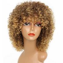 LISI HAIR 14 colių Afro Kinky garbanotas perukas Sintetinis perukas su kirpčiukais, mišrus pilkai rudas ir šviesus perukas juodaodėms moterims. Kasdienis perukas