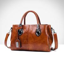 Yogodlns Brands pečių krepšys moteriškas, alyvinis vaškas, odinis rankinis krepšys Vintage Crossbody Bag Daugiakišenė rankinė Didelė talpa 28*12*20cm ruda