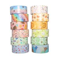 12 Rolls Washi Tape Set Cute Pattern Gold Foil Masking Tape 15mm Wide Adhesive Decorative Tape 12 Rolls
