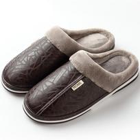 Moteriškos šlepetės Odinės žieminės vėjui atsparios šiltos pliušinės Memory Foam namų šlepetės vyriškos namų avalynės didelio dydžio 44-45