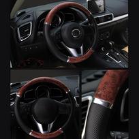38 cm raudonmedžio medžio raštas (PVC+ oda) Automobilio vairo dangtis