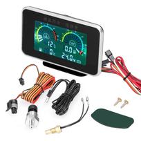 Keturi viename automobilinis LCD matuoklis Skaitmeninis alyvos slėgio įtampos vandens temperatūros degalų matuoklis Universalus prietaisas juoda