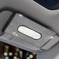 Automobilio skydelio audinio laikiklis pakabinamas odinis kristalas Kalnų krištolo popierinis rankšluosčių dėklas automobilių priedams balta