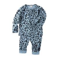 Rudens žiemos pižamos rinkinys berniukams, vaikiški, leopardo raštais miegui skirti drabužiai, medvilniniai mergaičių namų apatiniai kostiumai 73cm