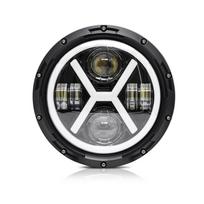 1 vnt. 7 colių automobilio motociklo LED priekinis žibintas 500W 6000K 30000LM IP67 vandeniui atsparus DRL/posūkio signalas/artimosios šviesos juoda