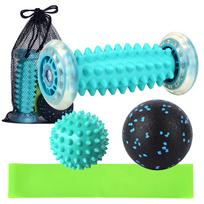 Lixada Pėdų masažo volelis Spiky Ball Fascial Ball atsparumo juostos laikymo maišelio rinkinys skausmui malšinti žalia