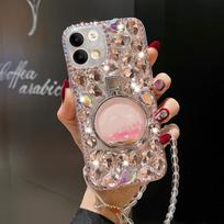 Bling Kalnų krištolinis dėklas, skirtas Samsung S23 S22 Ultra S21 Plus S20 FE A14 A34 A54 A13 A33 A23 A53 A32 A42 A52 A72 A22 A51 A12 / iPhone 14 13 12 deimantinis dangtelis Samsung S23 rožinė