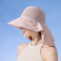Vasaros moteriška kepurė su skara, kvėpuojančiu tinkleliu žvejo kepurė Veidui, kaklui, apsaugai nuo saulės Hat Bow Design Kelioninė paplūdimio kepurė 55-60cm rožinė