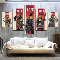 Gamer Wall Art 5 Panel Apex Legends Žaidimas Moduliniai drobiniai Plakatai Paveikslėliai HD spaudiniai Paveikslai Namų dekoras Svetainės apdaila 20x35cm*2  20x45cm*2  20x55cm*1