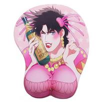 Creative Cartoon Anime 3D pelės kilimėlis JOJO Sexy Chest Gel Silikoninis pelės kilimėlis su riešo atrama Minkštas krūtų kilimėlis kompiuteriui rožinė