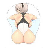 Mielas seksualios merginos silikoninis 3D pelės kilimėlis Anime su riešo atrama Opie Ergonomiškas neslystantis kūrybingas anime pelės kilimėlis juoda/balta