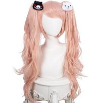 65cm Moteriški ilgi perukai Dangan Ronpa Enoshima Junko Surišti į uodegą perukai Meškinukai Smeigtukai Cosplay kostiumas Danganronpa Karščiui atsparūs plaukai 60-65cm auksas