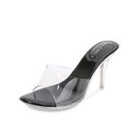 8 cm moteriški seksualūs aukštakulniai sandalai naktiniai šou „Stiletto Crystal Pumps Peep Toe“ batai 35 juoda