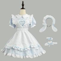 2023 m. Seksuali Moterų Apranga Anime ilga suknelė Prijuostė Suknelė Lolita Suknelės Vyriški Kavinės Kostiumai Cosplay Kostiumai Suknelė Lolita S mėlyna