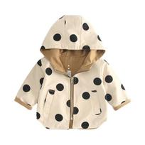 Kids Dot Hooded Jacket Khaki Pink Baby Toddler Windbreaker Spring Autumn New Girl Casual Reversible Coat for 1-6 Yrs 4T gelsvai ruda