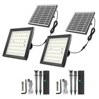 Saulės energija varoma sieninė lempa Vejos lempa vidaus lauko saulės sieniniai šviestuvai 124 LED*2 su nuotolinio valdymo pultu 2 Sets balta