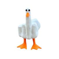 Juokingas vidurinio piršto anties papuošimas dervos amatų darbastalis Miela maža antis figūrėlė skulptūra statula Ornamentas namų biuro dekoras įkurdinimo dovana Duck
