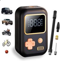 Nešiojamas padangų pripūtimo oro kompresorius 150 PSI mini elektrinis oro dviračio siurblys su tiksliu LCD ekranu LED žibintai automobiliams dviračių motociklų kamuoliams juoda