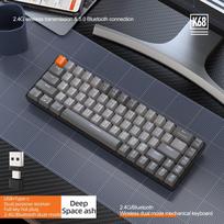 60% belaidė mechaninė klaviatūra „Bluetooth“ dvigubo režimo karštai keičiamas mini 68 klavišų raudonas jungiklis, skirtas asmeniniam kompiuteriui PS4 Xbox iPhone iPad Red axis pilka spalva