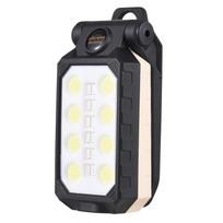 Aoresac COB darbo lemputė LED USB įkraunamas žibintuvėlis magnetinis pagrindas ir pakabinamas kabliukas 4 režimai 180 balta/juoda