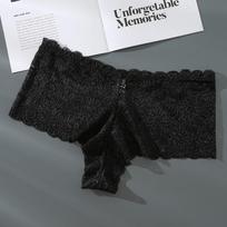 Didelio dydžio moteriškos trikampės kelnaitės Seksualūs apatiniai moteriški nėriniuoti vidutinio juosmens europietiško dydžio apatiniai L-4XL L juoda
