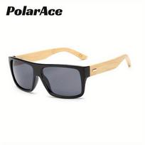 PolarAce Unisex Bambuko ir Medžio Kojelės Akiniai nuo Saulės Vintažiniai Mediniai Bambukiniai Kojelių Akiniai Lauko Kelionėms Apsauginiai Akiniai nuo Saulės, UV400 juoda