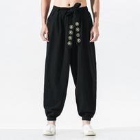 Vyrai Kinų Kung Fu Kelnės Tai Chi Kelnės Treniruotės Ušu Apatinės Suvarstomos Menas Sportas L juoda