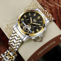 WEISIKAI 6009 Vyriški laikrodžiai Naujas TOP Prekės ženklo Prabangus Vyriškas Laikrodis Su Dėžute Plieninis Dirželis Atsparus Vandeniui Šviečiantis Kalendorius Automatiniai Vyriški Mechaniniai Laikrodžiai juoda/auksas