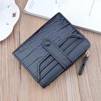 Dirbtinės odos bifold kortelių laikiklis Mini piniginė mados piniginės 11.5*9.5*2cm juoda