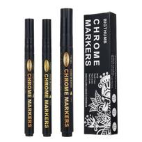 3Pack Mirror Paint Pens Chromo žymeklio rašiklis veidrodiniam paviršiui nuolat atspindintis skystis Tinka sidabras