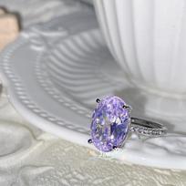 BELLA BOX Ice Flower Flash Pigeon Egg Light Purple Zircon Hot Selling New Simple Temperament Open Female Ring Wedding Jewelry Adjustable Opening violetinė