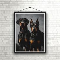 „Pasidaryk pats“ deimantinis paveikslas, dviejų dobermanų kryžminio dygsnio rinkinys, mozaikos menas, deimantinis piešimas viso apskritimo/kvadrato deimantiniu namų dekoravimu Round 20x30cm