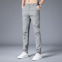 Vasarinės plonos laisvalaikio kelnės vyrams, 4 spalvų, klasikinio stiliaus, madingos, verslo, slim fit, tiesios, medvilninės, vienspalvės, firminės kelnės 28 pilka