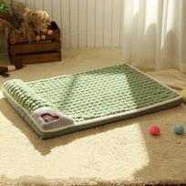 MADDEN Žieminis Šiltas Šuns Kilimėlis Prabangi Sofa Mažiems Vidutiniams Šunims Languotas Gultas Katėms Šunims Pūkuotas Miegojimui Nuimamas Plaunamas Gyvūnų Gultas 50x35 cm žalia