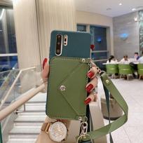 Kortelės piniginės dangtelis, skirtas Samsung S24 Ultra S23 FE S22 S21 A15 A25 A35 A55 A14 A24 A34 A54 A23 A13 A33 A53 A52 / Redmi 13C 12C 12 Note 13 12 Pro Samsung S24 tamsiai žalia spalva