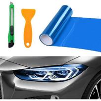 Automobilio priekinių žibintų vinilo plėvelės lipduko lapo rulonas, 12 ;×48  Lipnus lipdukas galiniams žibintams, rūko žibintams, oro išleidimo plėvelės rulonas tamsiai mėlyna spalva