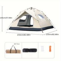 Lauke nešiojama visiškai automatinė kempingo palapinė 3-4 žmonėms sustorintas lietui atsparus vaikiškų palapinių komplektas 210cm*210cm*145cm