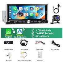REAKOSOUND Carplay 6.9''1Din MP5 grotuvas Android Auto 1Din Android Car Radio Multimedijos grotuvas 2+64G WIFI Bluetooth FM/RDS Car Audio 2+64 MIC AHD