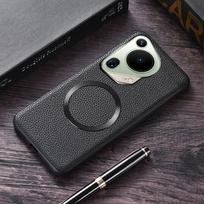 Dėklas Huawei Pura 70 Ultra 70 Pro Plus, itin plonas magnetinis odinis ličio rašto neslystantis galinis dangtelis Pura 70 For Pura 70 Ultra juoda