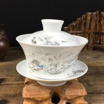 Jingdezhen didelis keramikinis Gaiwan arbatos puodelis Rankų darbo arbatos turen Kinų vintage arbatos rinkinys Priedai Arbatos ceremonijos gėrimai 220 ml Capacity about 220ML