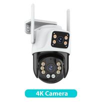 IP kamera 6K HD trijų ekranų išorinė WiFi kamera lauko 4K dvigubo objektyvo automatinio sekimo sauga PTZ kameros vaizdo stebėjimas iCsee 4K Camera