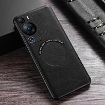 Magsafe magnetinis PU odinis dėklas Huawei P60 Pro matinis smūgiams atsparus belaidžio įkrovimo dangtelis Huawei Pura 70 Pro Plus korpusas For Huawei P60 Pro juoda