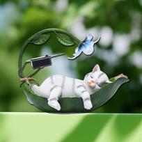 Gyvūno pakabinamas saulės šviestuvas Dekoratyvinė statulėlė Menas Sodo lempa Dekoracija skirtas White Cat