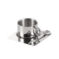 175 ml 304 nerūdijančio plieno kavos puodelis Buitinis nerūdijančio plieno arbatos puodelis su lėkštės šaukštu 3pcs/set