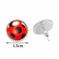 Mados Moterys Ladybug Anime Animacinių filmų stiliaus nerūdijančio plieno auskarai Papuošalai Animaciniai filmai Stiklo kupolo auskarai Dovanos
